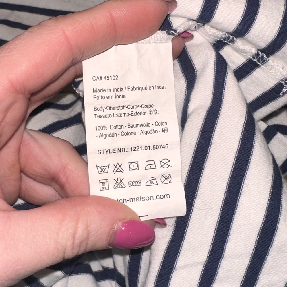 Maison Scotch & Soda Size 2 Women's Striped Top - Black and White Logo Tshirt - Picture 11 of 13